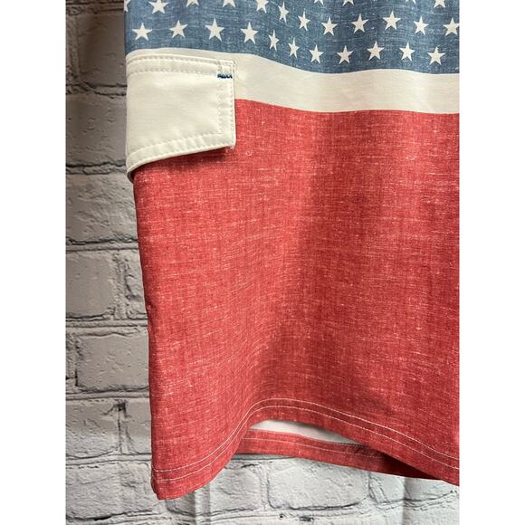 Trinity Board Shorts Swim Patriotic Red White Blue Stare Flag Size 38 Unlined - Picture 5 of 7